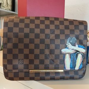 Customized Louis Vuitton Damier Ebene crossbody bag